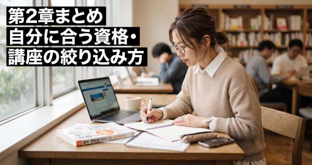 【第2章まとめ】自分に合う資格・講座の絞り込み方